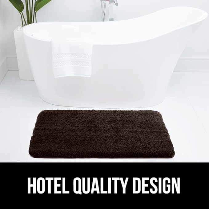GORILLA GRIP Bathroom Rugs, Ultra Soft Absorbent Mat, Thick Plush Bath Rug, Machine Washable, Microfiber Quick Dry, Mats for Shower, Bathtub and Floor, Home Decor Accessories, 24x17, Brown