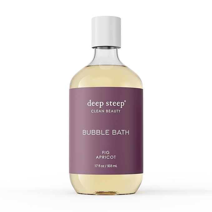 Deep Steep Fig Apricot Bubble Bath for Women, Hypoallergenic, Clinically Tested, Clean Formula for Sensitive Skin, Sulfate-Free, 17 fl oz Bottle, Essential Bath Accessories