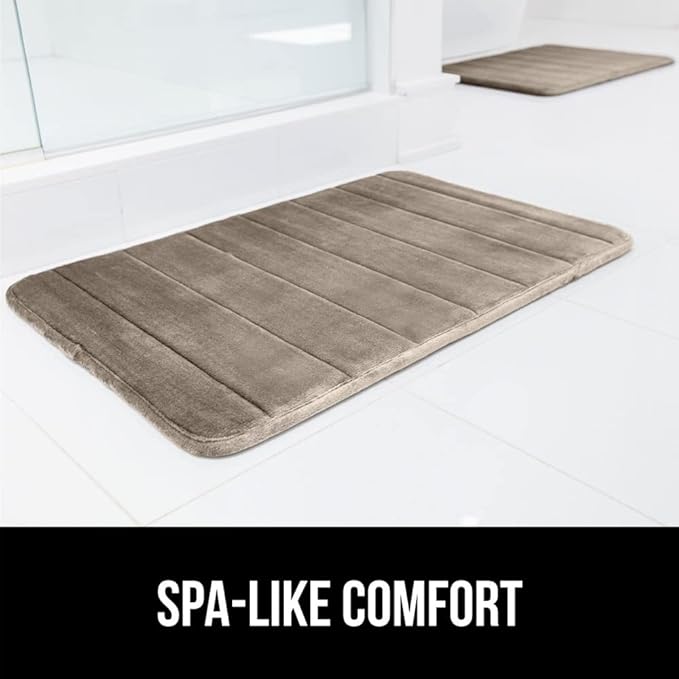 GORILLA GRIP Memory Foam Bath Mat, Soft Absorbent US Designed Bathroom Rug, Gripping Dots Machine Washable Bathmat, Cushioned Floor Mats, Shower Sink Rugs Room Décor Accessories, 36x24 Taupe