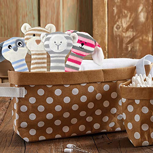 Stephan Baby Washable Paper Organizer Storage Cube, Kraft Dot