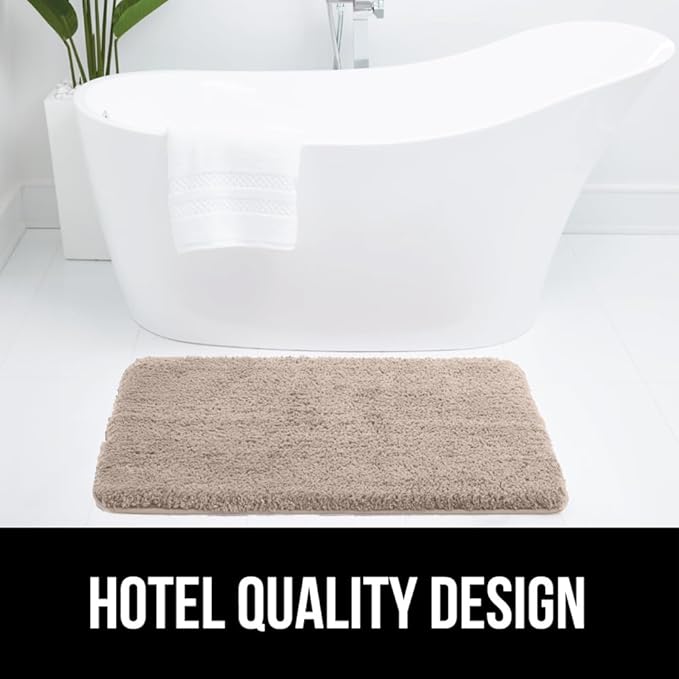GORILLA GRIP Bathroom Rugs, 42x24, Ultra Soft Absorbent Mat, Thick Plush Bath Rug, Machine Washable, Microfiber Quick Dry, Mats for Shower, Bathtub and Floor, Home Decor Accessories, Beige