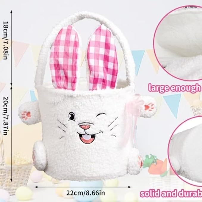 Cute Easter Gifts, Rabbit Candy Bags, Storage Baskets, Cartoon Children's Storage Bucket Decorations, Easter Baskets for Girls and Boys (Blue)(Blue)