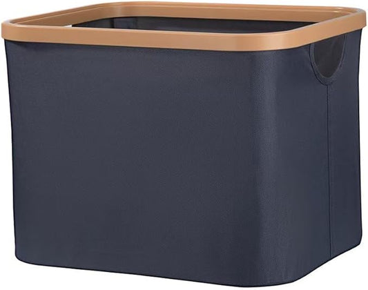 50L Foldable Laundry Basket,Versatile Storage Basket with Bamboo Borders for Bedroom,Office,Dorm.Great for Use as a Hamper with Lid, Towel Hamper for Wet Towels,Grey,Uncapped