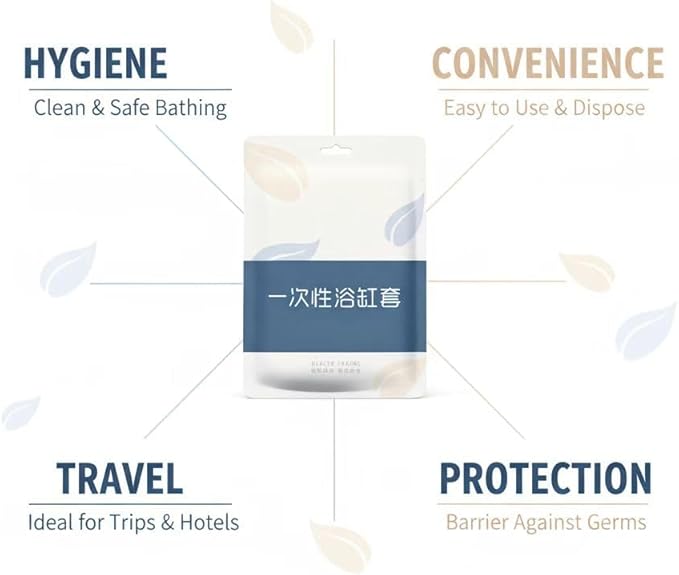 20P Disposable Bathtub Cover for tub Extra Thick Bathtub Liner for tub, Universal Fit for 99.9% Tubs, HDPE Travel Bathtub Water Bag for Hotel, Spa, Home Use 260cm x 120cm tub Liners