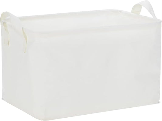 Bidtakay Rectangular Storage Basket,Waterproof Large Storage Bins Box with Handles, Shelf Baskets for Home Office Closet, Decorative Storage Baskets for Home (15"x10"x9"- White)