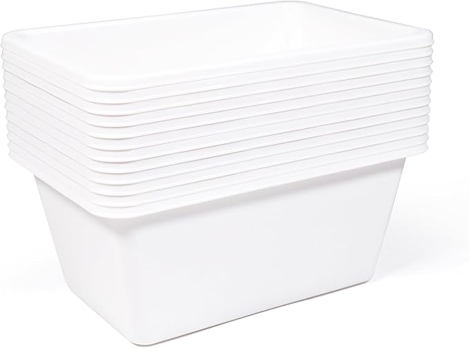 Humble Crew Toy Storage Bins for Kids, Set of 12, White, Small - Sturdy, Colorful Plastic Storage Bins for Classroom, Playroom, Nursery, and More - Premium Toddlers Toy Organizer Bins