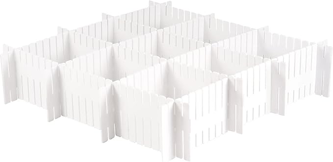 72-Piece DIY Grid Drawer Organizer - 12.6 Inch Adjustable Drawer Dividers for Sock, Underwear, Scarf - 36 White, 36 Pink