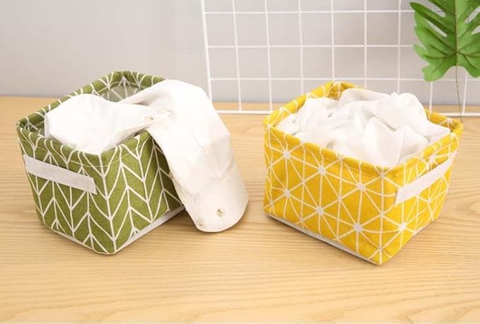 Fabic Storage Basket Baby Nursery Basket College Dorm Basket For Makeup, Book 7.9"*6.3"*5.5" - 4 pack