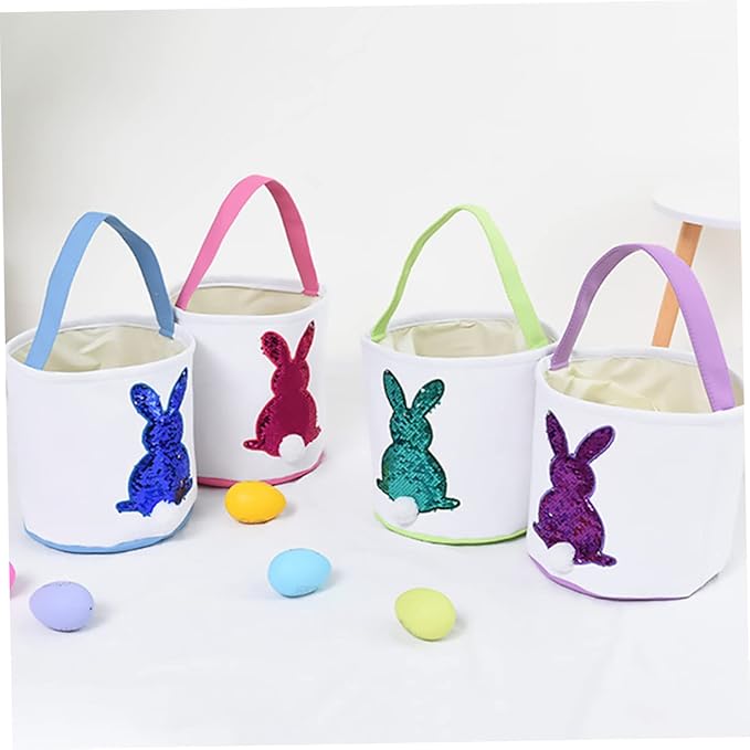 1pc Easter Bunny Storage Basket Soft Carrying Bag for Adorable Candy and Egg Organizer for Easter Decorations and Parties