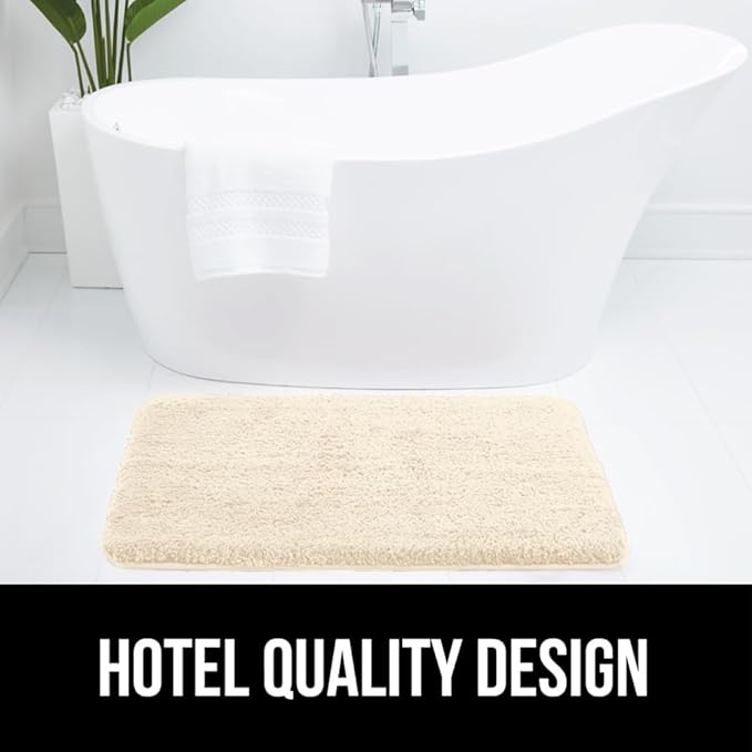 GORILLA GRIP Bathroom Rugs, Ultra Soft Absorbent Mat, Thick Plush Bath Rug, Machine Washable, Microfiber Quick Dry, Mats for Shower, Bathtub and Floor, Home Decor Accessories, 24x17, Ivory