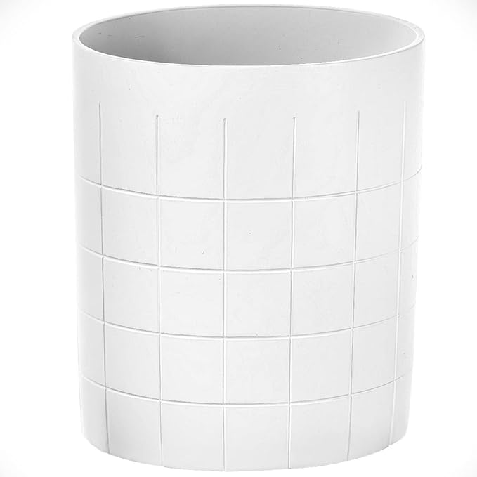 Creative Scents Polar White Small Bathroom Trash Can 1.58 Gal / 6L - Small Oval Waste Basket for Bathroom - Space Friendly Wastebasket Garbage Can for Powder Room, Bedroom or Living Room