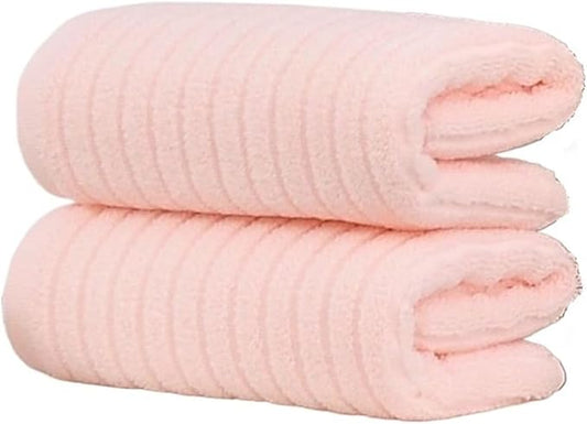 3-Piece Pure Cotton Towel Set, Thick and Soft, Absorbent for Bath and Face, Minimal Shedding, (Pink)