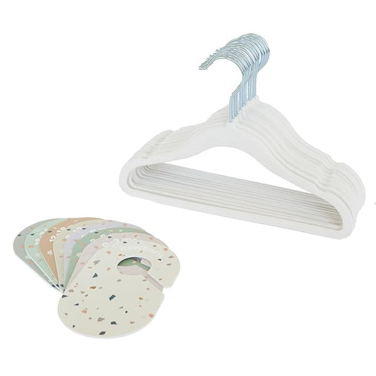 3 Sprouts Baby Closet Organizer Set - 15 Nursery Hangers with 8 Size Dividers, Closet Dividers for Baby Clothes and Clothes Organizer for Infant to Toddler Clothing - Cream Hangers & Terrazzo Dividers