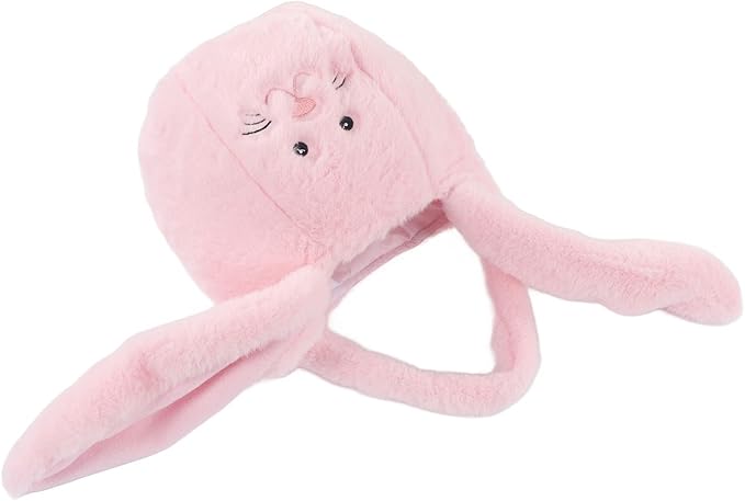 Spryflower Plush Easter Bunny Basket, Children Easter Basket, Cute Cartoon Long Ears Bunny Egg Basket, Soft Plush Easter Gift Bag for Kids, Perfect for Easter Egg Hunt and Family Gath (Pink)