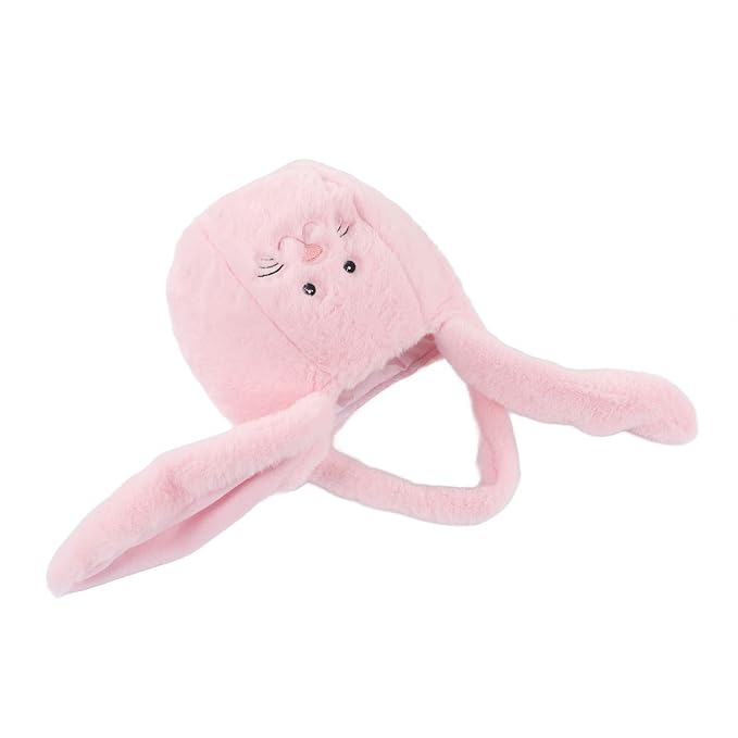 Plush Easter Bunny Basket, Children Easter Basket with Long Ears, Cute Cartoon Rabbit Plush Bag for Easter Egg Hunt, Soft and Durable Easter Bunny Gift for Kids (Pink)