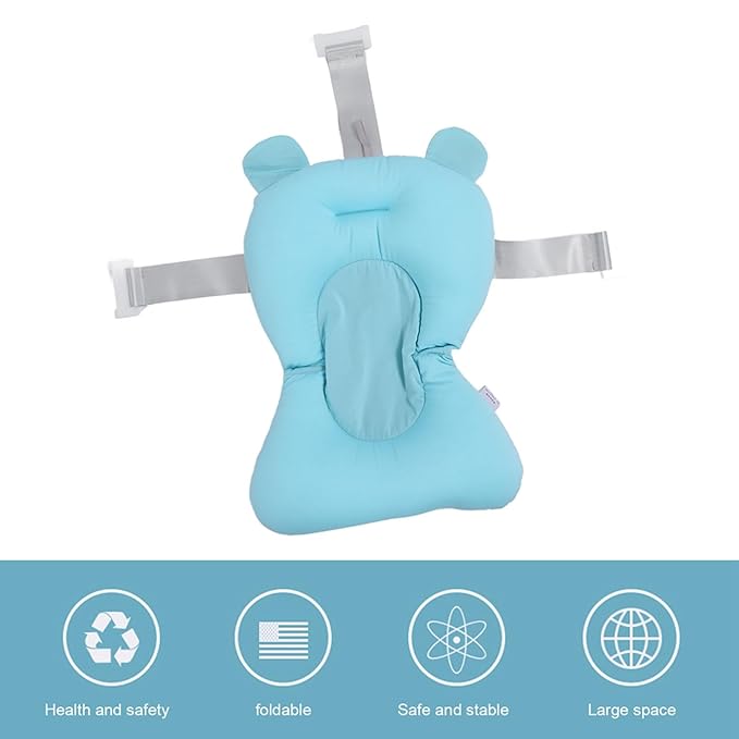 Baby Bath Pad, Breathable Soft Sink Baby Bath with Connectable Bath Mat, Baby Bath Seat, Baby Bathtub Mat, Adjustable Nonslip Newborn Toddler Bath Cushion for 0 to 12 Months