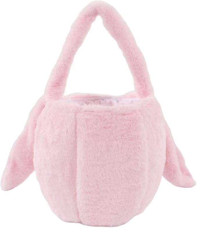 KIMISS Plush Easter Bunny Basket for | Cute Cartoon Long Ears Bunny for Easter Egg | Soft Plush Bunny Egg Basket (Pink)