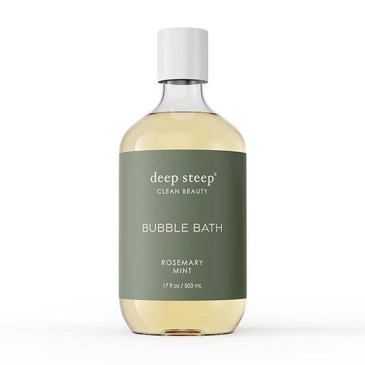 Deep Steep Rosemary Mint Bubble Bath for Women, Hypoallergenic, Clinically Tested, Clean Formula for Sensitive Skin, Sulfate-Free, 17 fl oz Bottle, Essential Bath Accessories