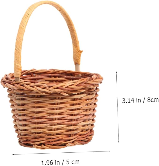 Zerodeko 1Pc Mini Handmade Woven Basket Creative Desktop Decoration for Home School Easter DIY Activity Prop Light Brown for Crafts Nursery Decor