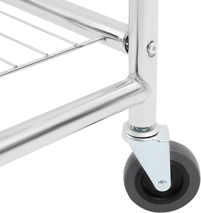 Laundry Cart,Steel Wire Laundry Cart,Laundry Basket With Wheels,Commercial Laundry Basket Cart Heavy Duty with Rod Rack 19.69x15.75x70.87in (H)