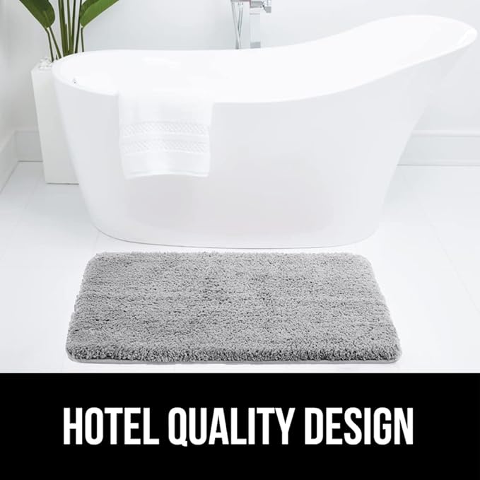 GORILLA GRIP Bathroom Rugs, 42x24, Ultra Soft Absorbent Mat, Thick Plush Bath Rug, Machine Washable, Microfiber Quick Dry, Mats for Shower, Bathtub and Floor, Home Decor Accessories, Light Gray