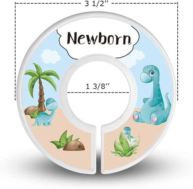 Baby Closet Dividers - Set of 10 from Newborn to Toddler and 2 Blanks with Colored Box - Dinosaur Designs Nursery Closet Size Dividers - [Dinosaur]