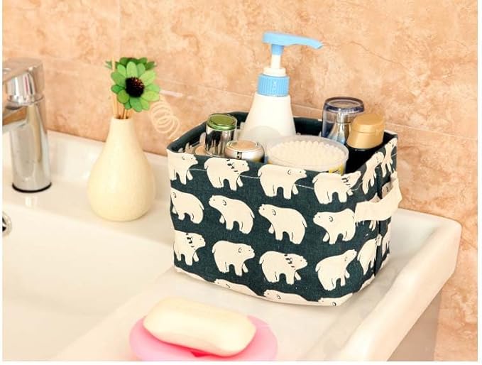 Fabric Basket Mini Storage Basket 4 Pack Small Canvas Baskets Desk Storage Organizer For Keys Small Baket For Organizing 7.9"×6.3"×5.5"- 4 pack