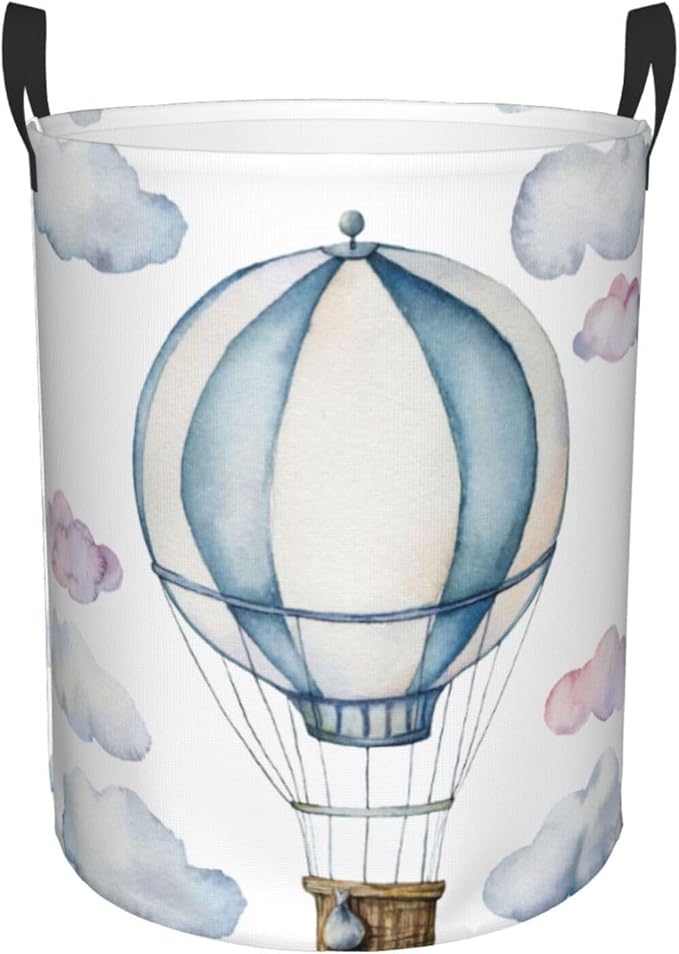 Hot Air Balloon Round Laundry Hamper Cute Storage Basket Toys Clothes Organizer Bin For Home Bathroom Bedroom Dorm Nursery, 62l
