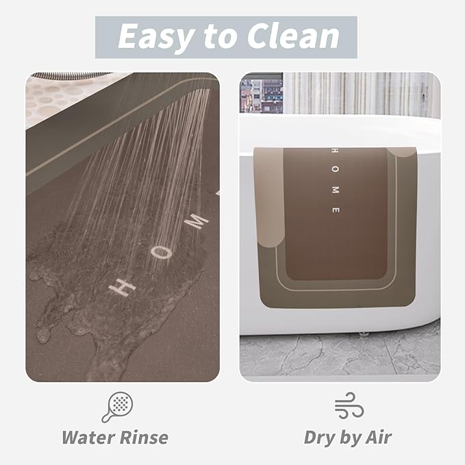 Housego Absorbent Bath Mat Magic Rug, Quick Drying Mat Magic Bath Mat Non-Slip Floor Rug Rubber Backed for Bathroom Kitchen Shower Sink, Water Absorbent (1PC, 15.7''x23.6'', Brown)