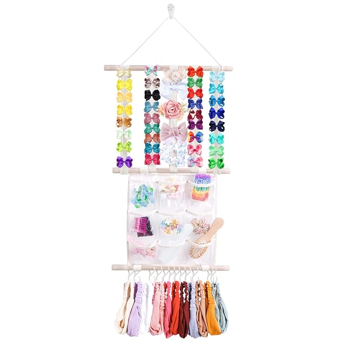 OOSAKU Headbands Holder for Girls Baby Hair Accessories Organizer Storage Wall Hanging Decor for Toddler Girls Room Wall Door Closet Hair Bows Organizer