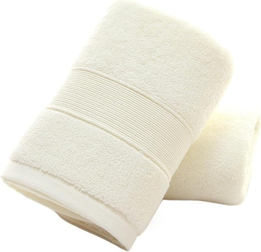 3 Pack Pure Cotton Towels, 130g Thick Bath & Face Towels, Highly Absorbent, Soft, 8 Colors(Cream Colour)