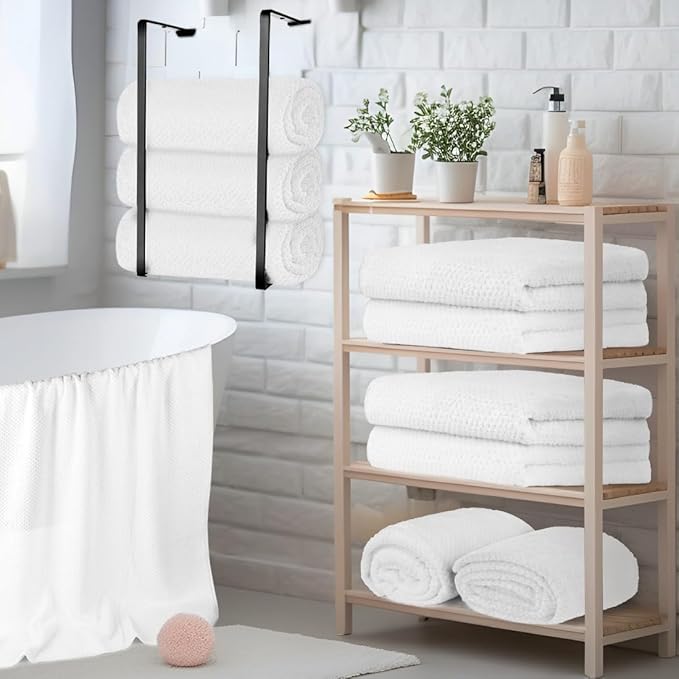 HOMEXCEL 6 Pack Bath Towel Set, (24 x 48 Inches) Microfiber Ultra Soft Highly Absorbent Bath Towels, Lightweight and Quick Drying Towels for Hotel, Bathroom, Spa and Beauty Parlor, White