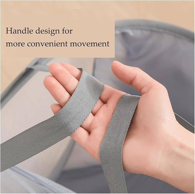 Mesh Laundry Hamper Basket, Sturdy 3 Compartments Laundry Basket, Foldable Pop up Laundry Hamper with Side Pocket for Laundry Room, Bathroom, Kids Room, College Dorm or Travel, Navy