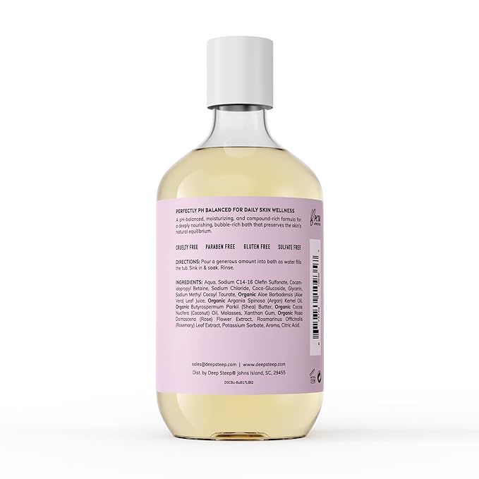 Deep Steep Lilac Blossom Bubble Bath for Women, Hypoallergenic, Clinically Tested, Clean Formula for Sensitive Skin, Sulfate-Free, 17 fl oz Bottle, Essential Bath Accessories