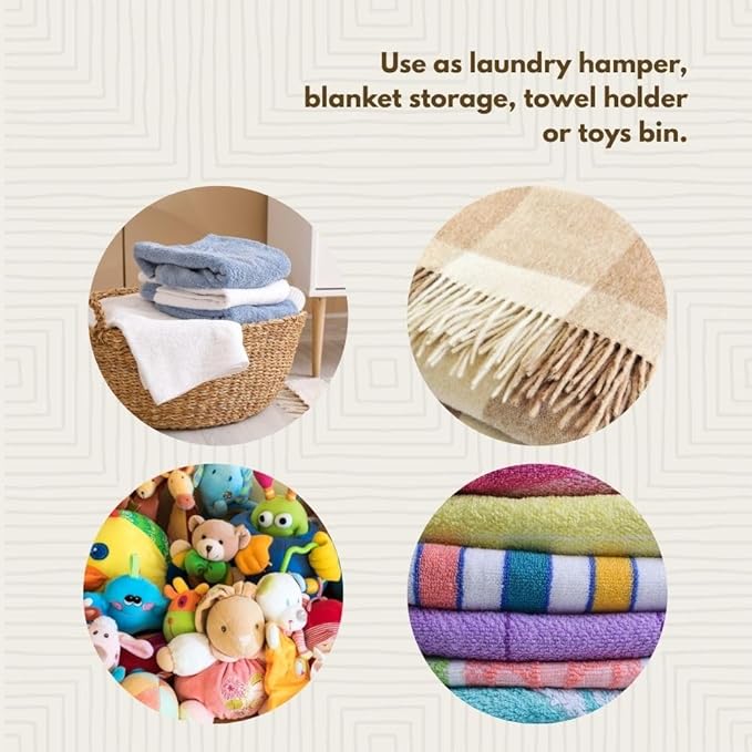 Colorful Triangles Wicker Baskets, Storage Hampers for Laundry, Blankets, Toys, Bedroom, Living Room, Nursery (Medium)