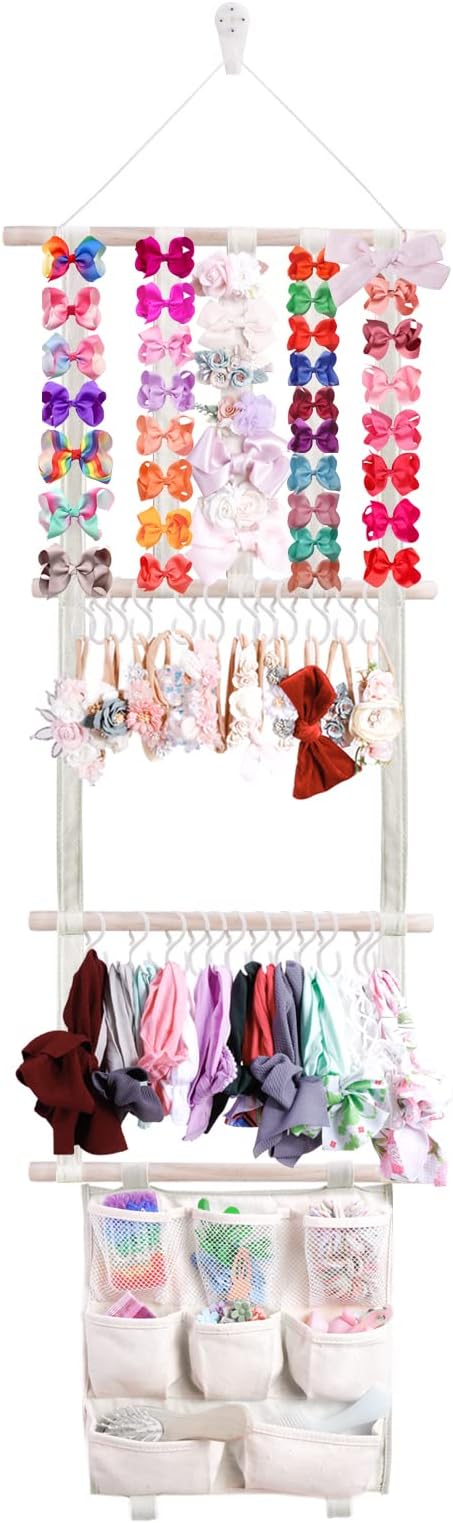 OOSAKU Headbands Holder for Girls Baby Hair Accessories Organizer Storage Wall Hanging Decor for Toddler Girls Room Wall Door Closet Hair Bows Organizer
