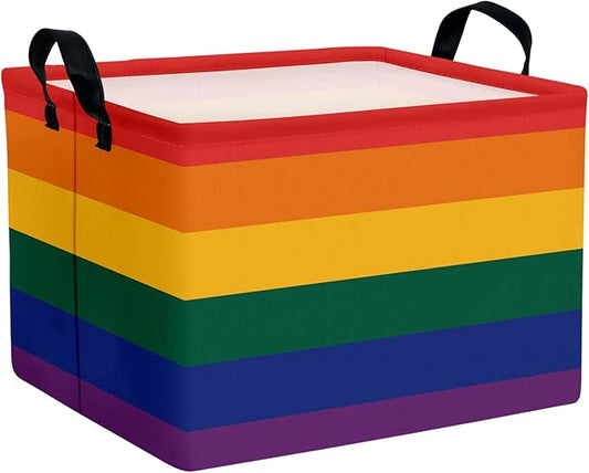 Rainbow Storage Baskets for Shelves for Classroom and Nursery Bin & Toy Organizer for Baby Room (Colorful Stripes)