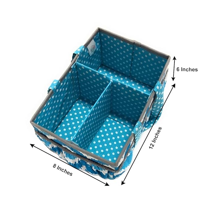 Bacati Mix and Match Nursery Fabric Storage Caddy with Handles, Turquoise