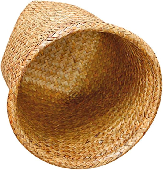 Healifty Large Capacity Round Straw Woven Storage Basket for Home Organization Multi-Functional Decorative Woven Basket for Sundries for Nursery Living Room or Kitchen