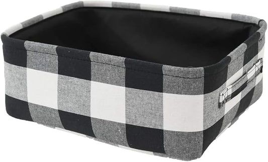 INough Christmas Baskets Empty Christmas Gifts Baskets Low Gift Basket Collapsible Christmas Gifts Bags Buffalo Plaid Toy Storage Bins for Kids/Baby/Office/Bedroom/Holiday Home Decor