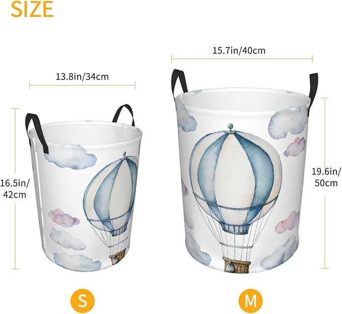 Hot Air Balloon Round Laundry Hamper Cute Storage Basket Toys Clothes Organizer Bin For Home Bathroom Bedroom Dorm Nursery, 62l