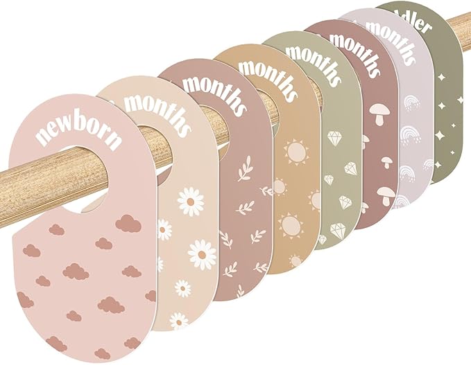 WSICSE Baby Closet Divider, Double-Sided Baby Clothes Organizer Nursery Decor Closet Dividers for baby Clothes 8 Designs from Newborn to 24 Month (Weather
