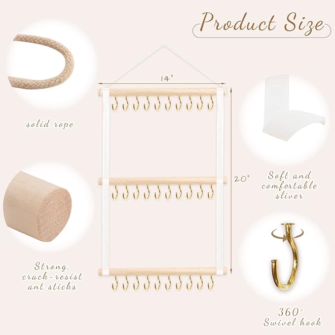 POVETIRE Headband Holder Head Bands Organizer for Girls, Baby Headbands Hair Accessories Organizer Storage Wall Hanging Decor for Nursery Toddler Girls Room