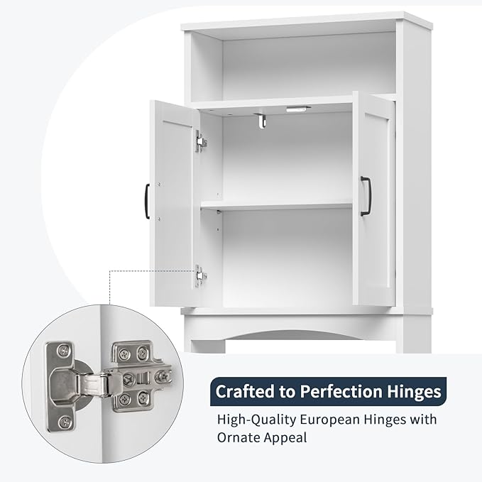 Over The Toilet Storage Cabinet, Over Toilet Storage Bathroom Organizer with Inner Adjustable Shelf and Top Open Storage Above The Toilet Storage Cabinet Behind Toilet Bathroom Cabinet, White