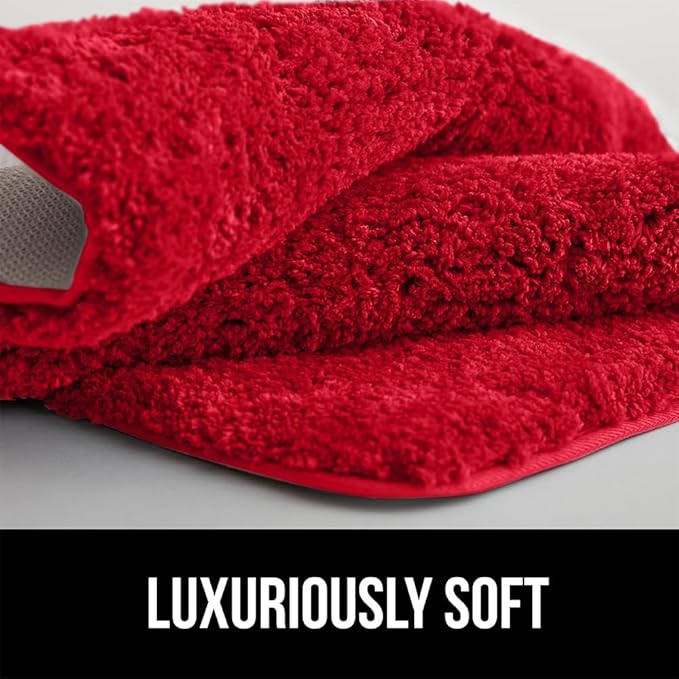 GORILLA GRIP Bathroom Rugs, 42x24, Ultra Soft Absorbent Mat, Thick Plush Bath Rug, Machine Washable, Microfiber Quick Dry, Mats for Shower, Bathtub and Floor, Home Decor Accessories, Red