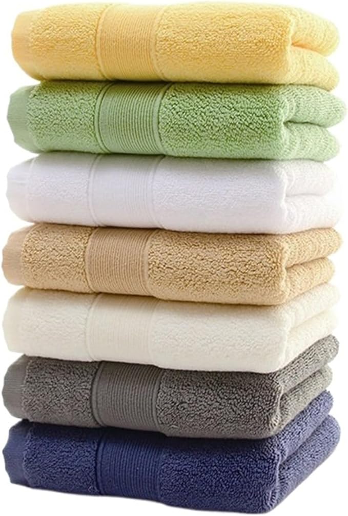 3 Pack Pure Cotton Towels, 130g Thick Bath & Face Towels, Highly Absorbent, Soft, 8 Colors(Yellow)