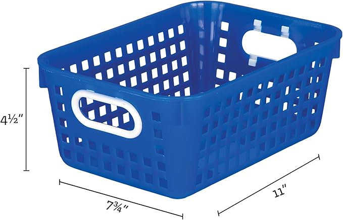 Really Good Stuff Medium Plastic Book Baskets, 11" x 7.5" x 4.5", 4 Pack, Neutral Group Colors, Versatile Storage Solution for Classroom, Home, and Office, Toy Storage, Multi-Purpose