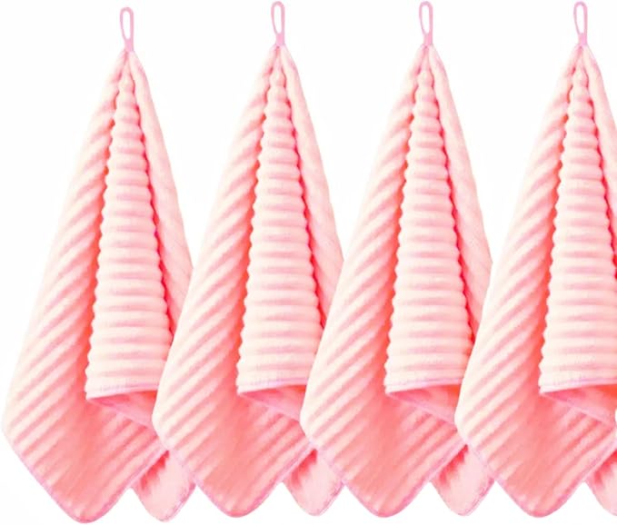 4PCS Pink Microfiber Hand Towels for Bathroom Christmas Decorations Quick Dry Small Towel Set Bathroom Kitchen 14 x29.6inch