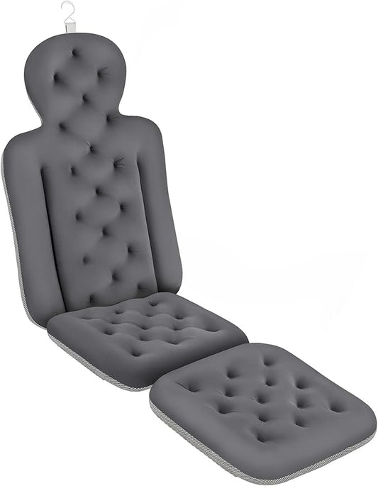 Bath Cushion, Full Body Bathtub Pillow with 160 Suction Cups, Bath Mat for Head and Neck Support, with Laundry Bag (Dark Gray, 56" x 16")