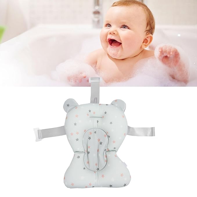 Baby Bath Pad, Breathable Soft Sink Baby Bath with Connectable Bath Mat, Baby Bath Seat, Baby Bathtub Mat, Adjustable Nonslip Newborn Toddler Bath Cushion for 0 to 12 Months